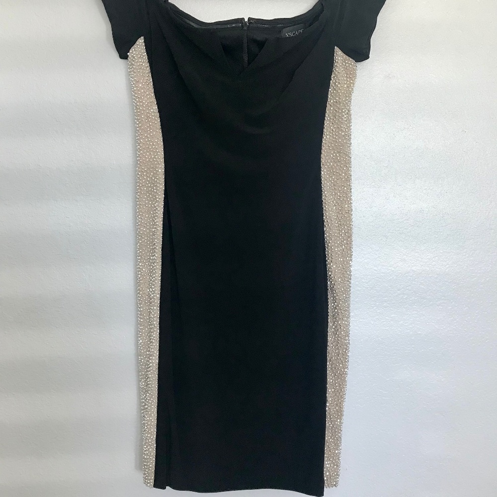 Xscape Black Rhinestone Illusion Gown